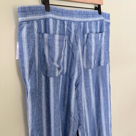 NWT Old Navy Linen High Rise Wide Leg Pants Blue White Stripes‎ Women’s Size XL - Picture 4 of 8